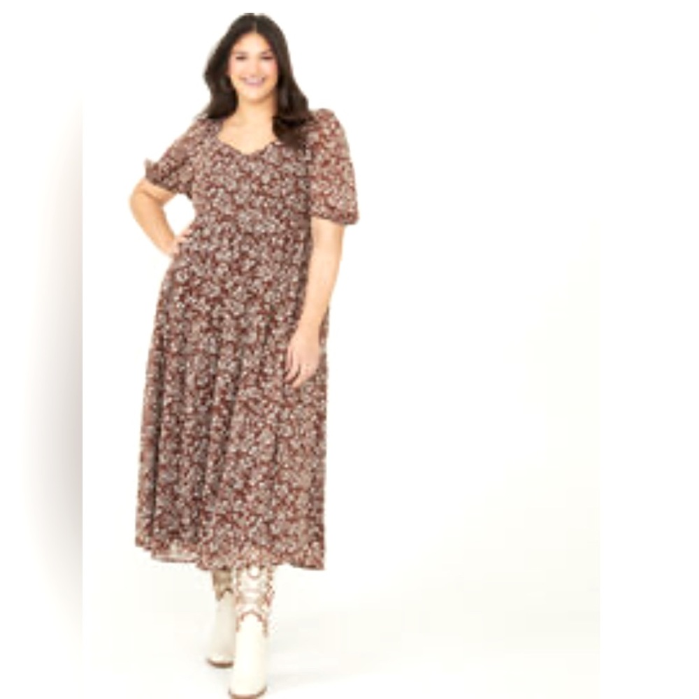 Arula Leilani Maxi Dress - brown and cream/gray floral NWT sz B (18-20)